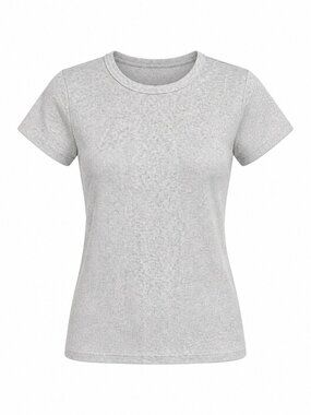 Dip Women’s light heather gray Ribbed T-shirt Short Sleeve Size M